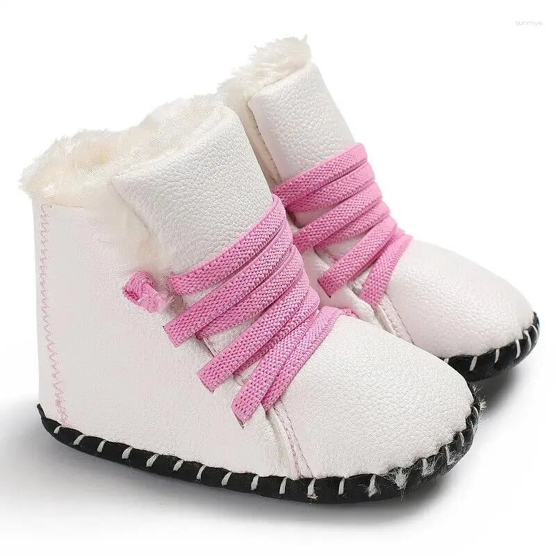Bottes nées bébé filles garçons neige hiver cuir infantile chaussures à fond souple PU fourrure chaude 0-18M