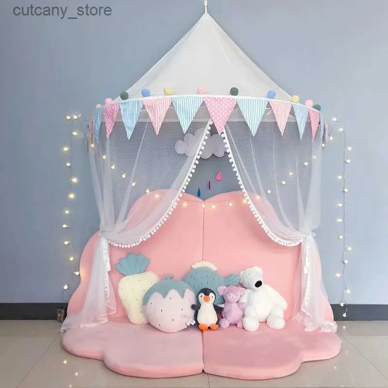 Baby Cribs Nordic Childrens Bed Tak Mosquito Net Baby Bed Baby Bed Tent Portable Girl Princess Casting Youth and Children som leker med Tält House Tipi L240320