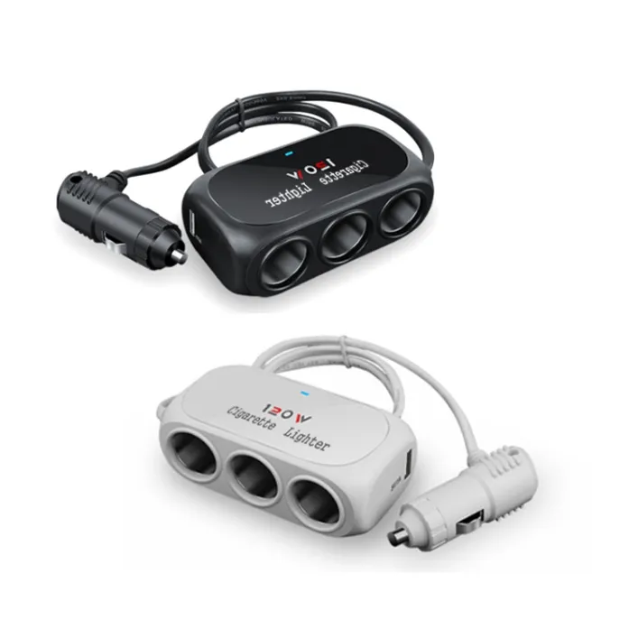 Bil en bogsering tre strömmar dubbla USB-gränssnitt Billaddare Multifunktion Bil Power Adapter Plug
