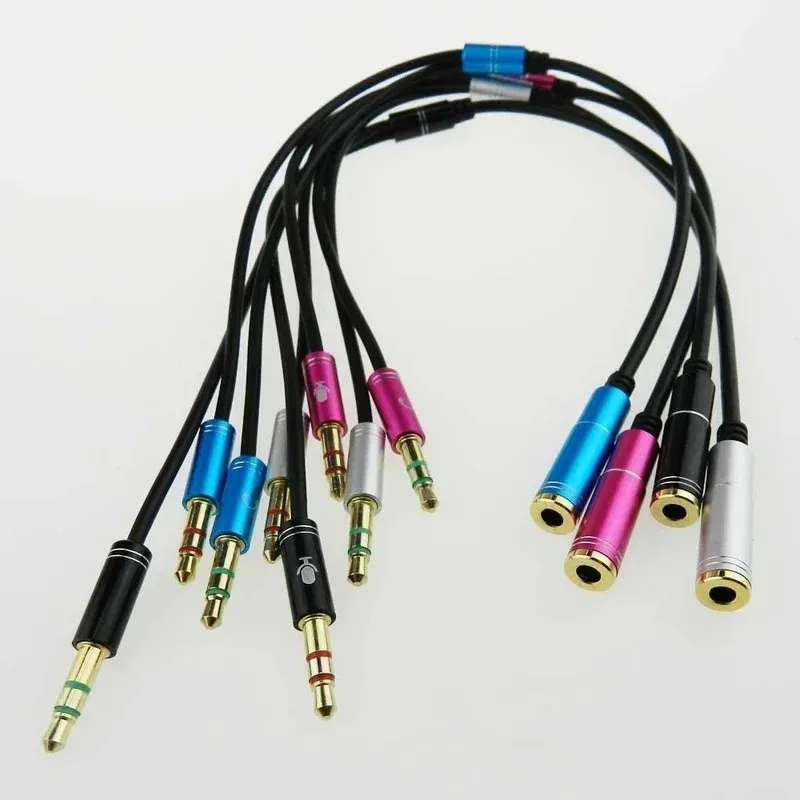 2024 3,5mm Jack Mikrofon Headset Audio Splitter Aux Verlängerung Kabel Buchse auf 2 Stecker Kopfhörer Für Telefon Computer L1