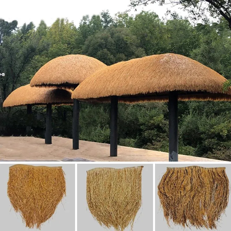 Decorative Flowers Simulated Palm Thatch Home Roofing Panel Covers Diy Roof Straw Carpet Mat Garden Landscape Flame-retardant Material