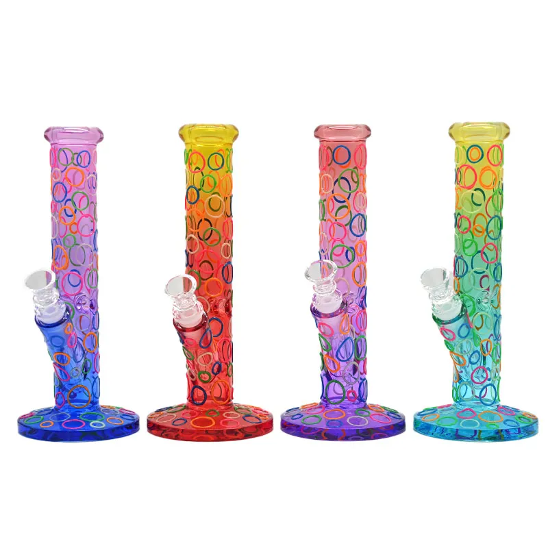 1 pc 25 cm / 9,8 pouces, dégradé de couleur avec conduite d'eau en verre lumineux, bang en verre borosilicate, narguilé en verre, lueur dans l'obscurité, décorations pour la maison, cadeaux de festival, accessoires pour fumeurs