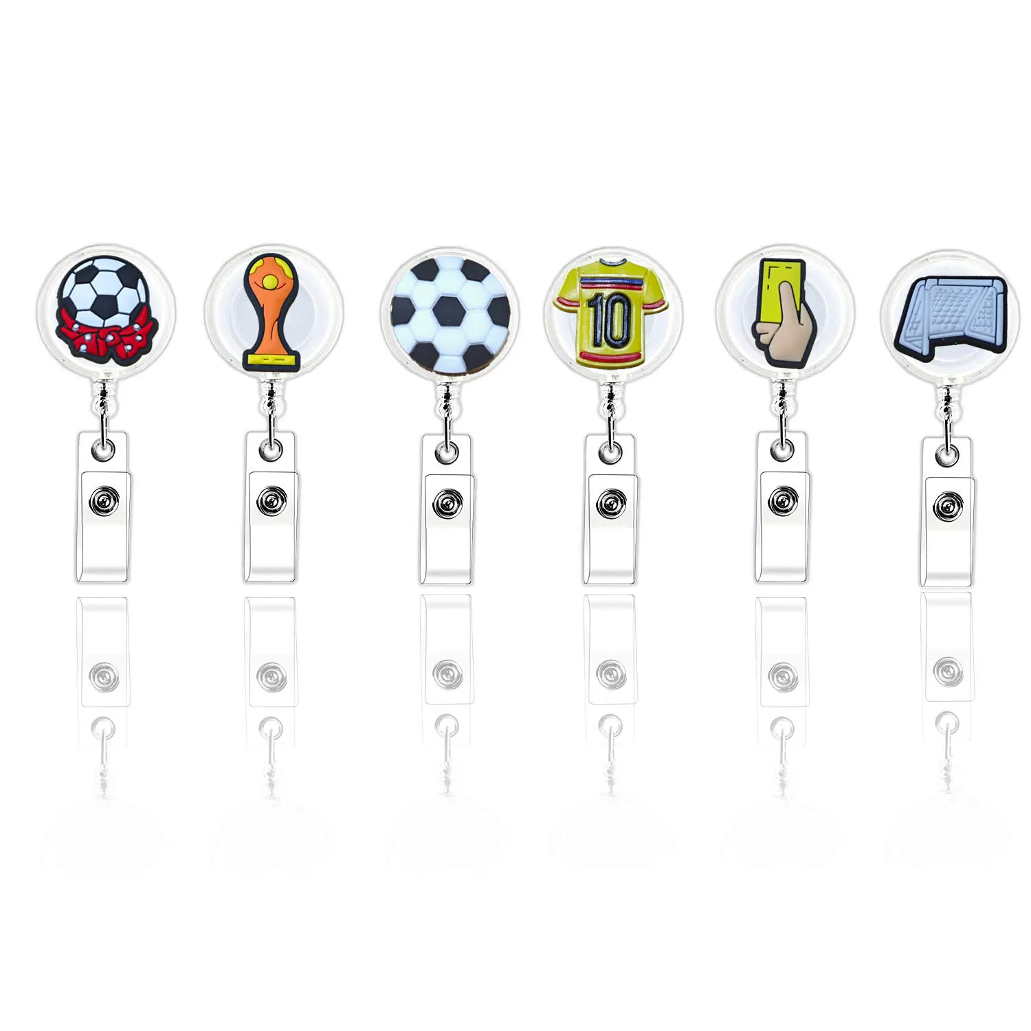 Business Card Files 6Pcs Creativity Football Badge Reels Retractable Holders Id With Clip Cute Reel For Student Meeting School Office Otkvj