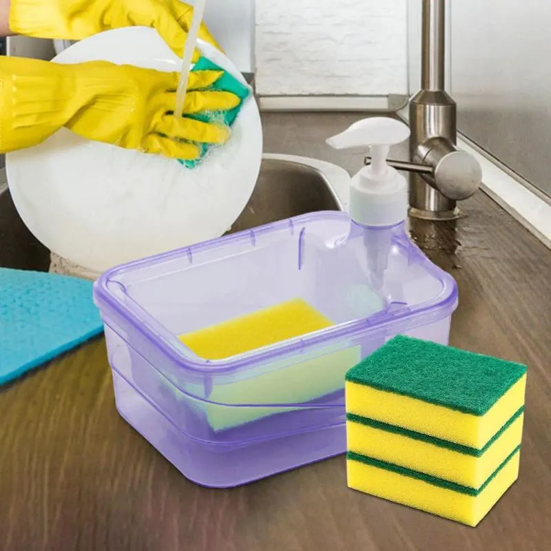 Liquid Soap Dispenser en Scrubber Holder 2 in 1 apparaten pompflessen
