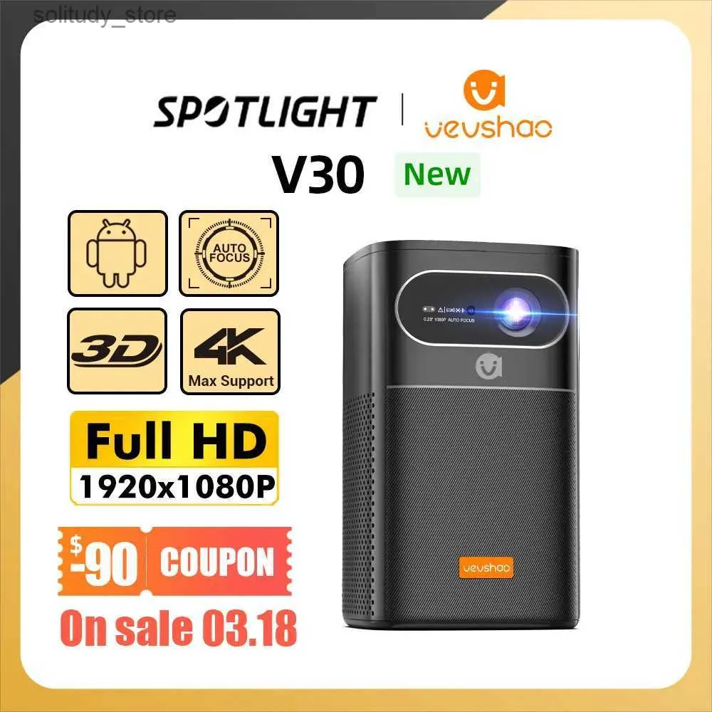 Autres accessoires de projecteur Vevshao V30 3D 4K Mini cinéma intelligent Android WiFi portable 1080P Home Cinéma Vidéo LED DLP avec batterie Q240322