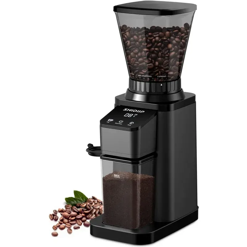 Tools Shidiip Antistatic Conical Burr Coffee Grinder, Touchscreen Electric Adjustable Burr Mill with 48 Precise Grind Settings