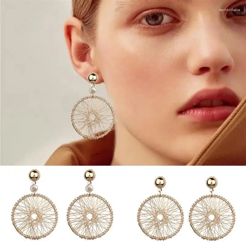 Dangle Earrings Fashion Retro Round DIY Metal Hollow Mesh Pendant for Women Elings Jewelry Explysistories