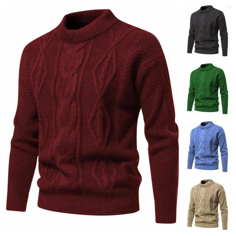 Chandails pour hommes automne et hiver rétro tricots décontracté col rond sous-couche manteau