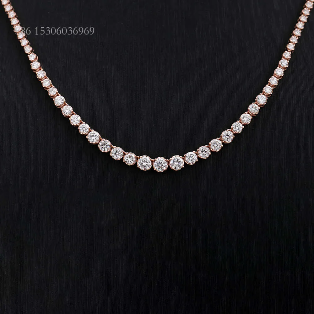 Brillant Fine personnalisé solide bijoux VVS diamant Tennis chaîne tour de cou en or véritable colliers pour hommes Hip Hop