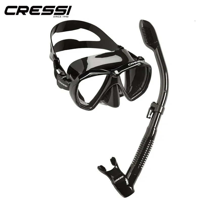 Maschera per immersioni in immersione Cressi Snorkeling Snorkeling set Snorkel Dry Snorkeling Gonna in vetro temperato per adulti Ranger 240321