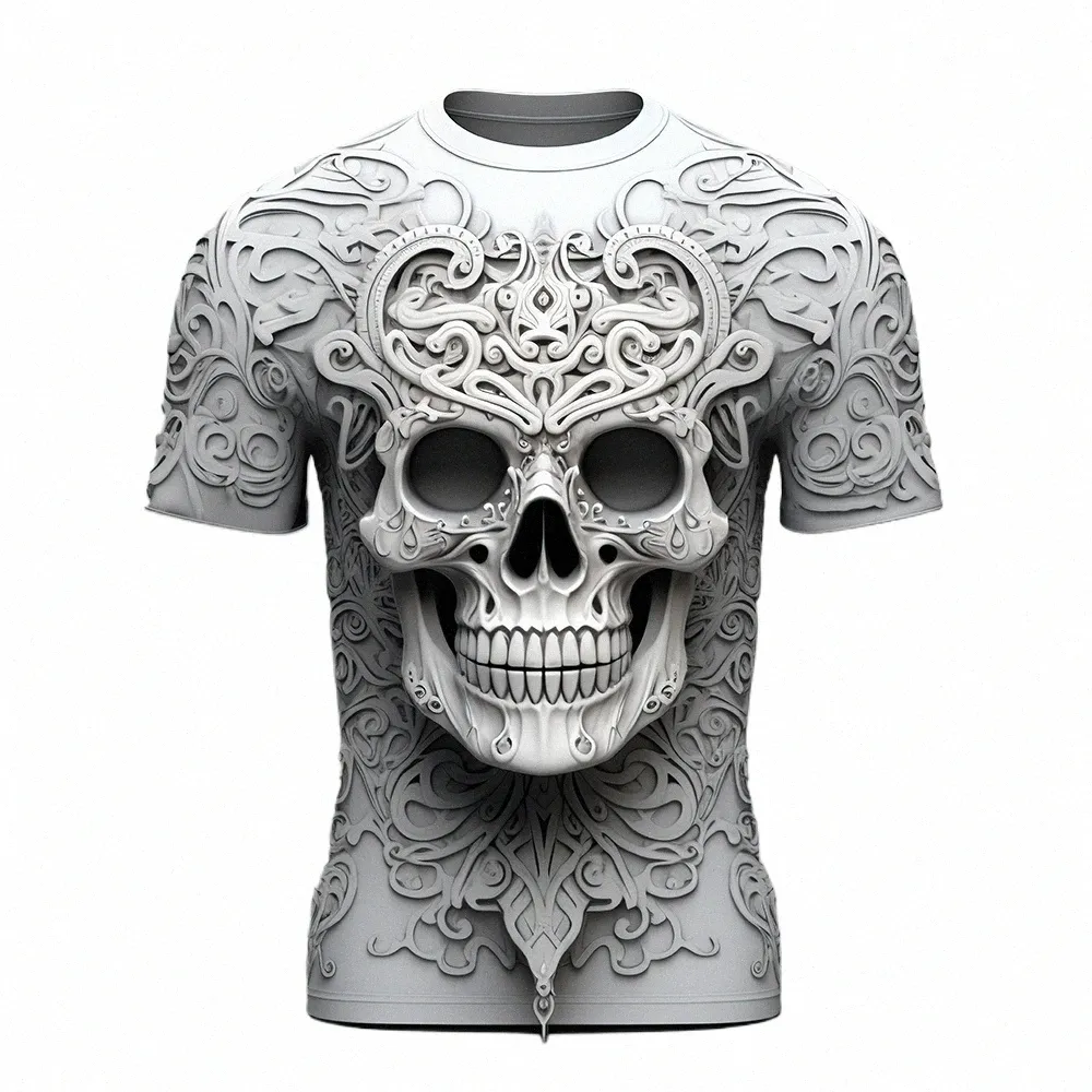 T-shirts rétro pour hommes 3D Skull imprimé Fiable Vêtements pour hommes Street Designer T-shirts à manches courtes en vrac Tshirt surdimensionné 2024 84xW #