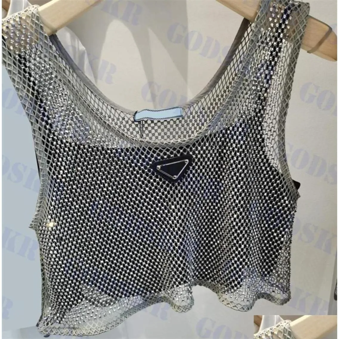 دبابات النساء Camis Triangle Logo Top Womens Designer Ladies T Shirt Sexy Mesh Sests Setts Clothing3168001 Drop Delivery Apparel C Dhix5