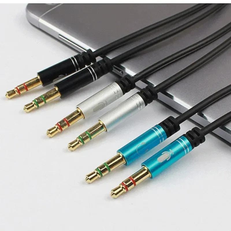 2024 3,5mm Jack Mikrofon Headset Audio Splitter Aux Verlängerung Kabel Buchse auf 2 Stecker Kopfhörer Für Telefon Computer L1