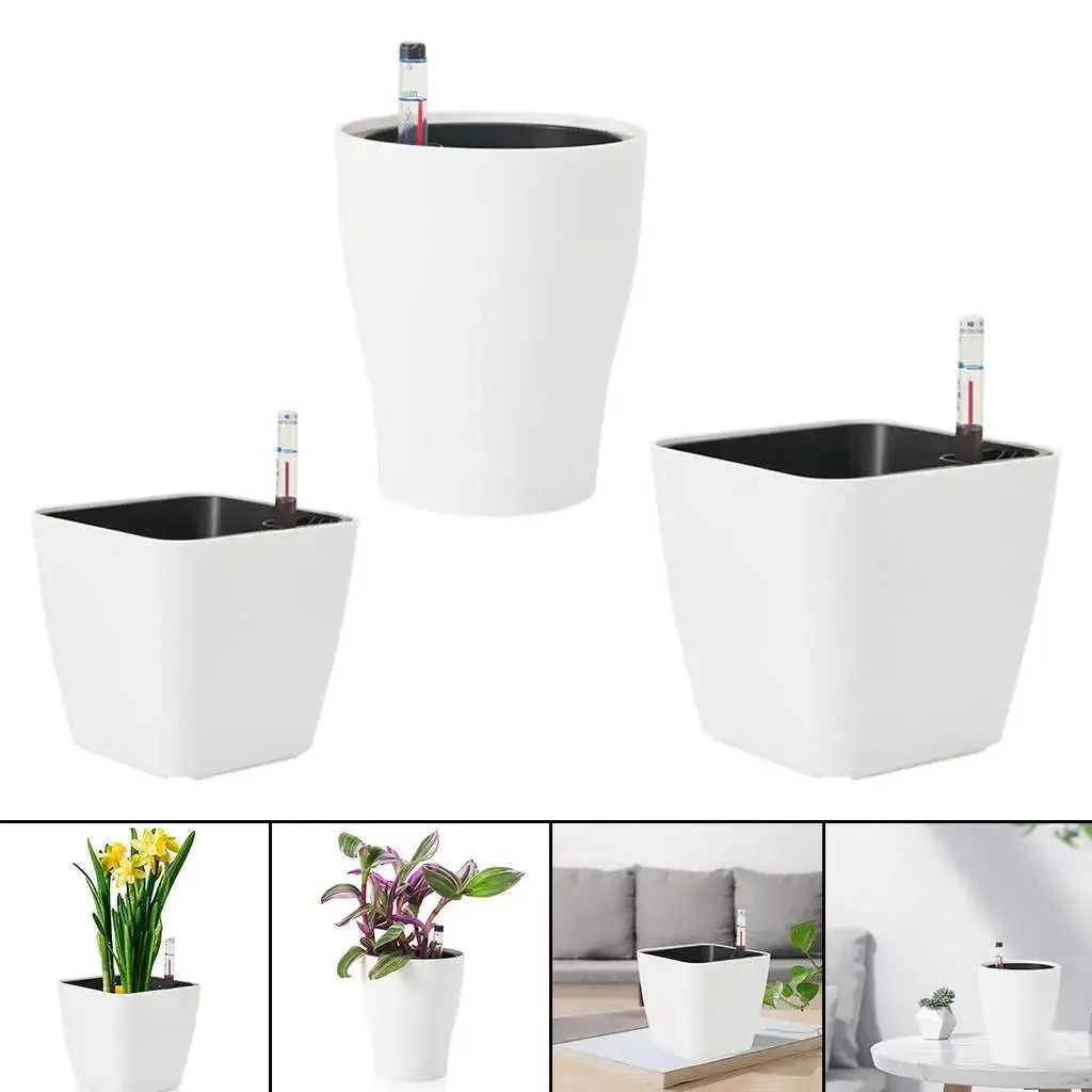 Plant Pot Self Watering Lazy Flower Pot Automatic Planter Automatic Water-Absorbing Flowerpot With Water Level Device