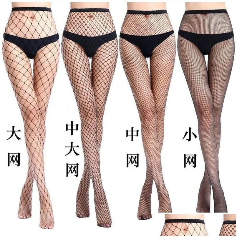 Socks Hosiery Women Pantyhose Spring Summer Mesh Womens Silk European And American Y Long Fishnet Lattice With Diamond Drop Delivery A Otahf