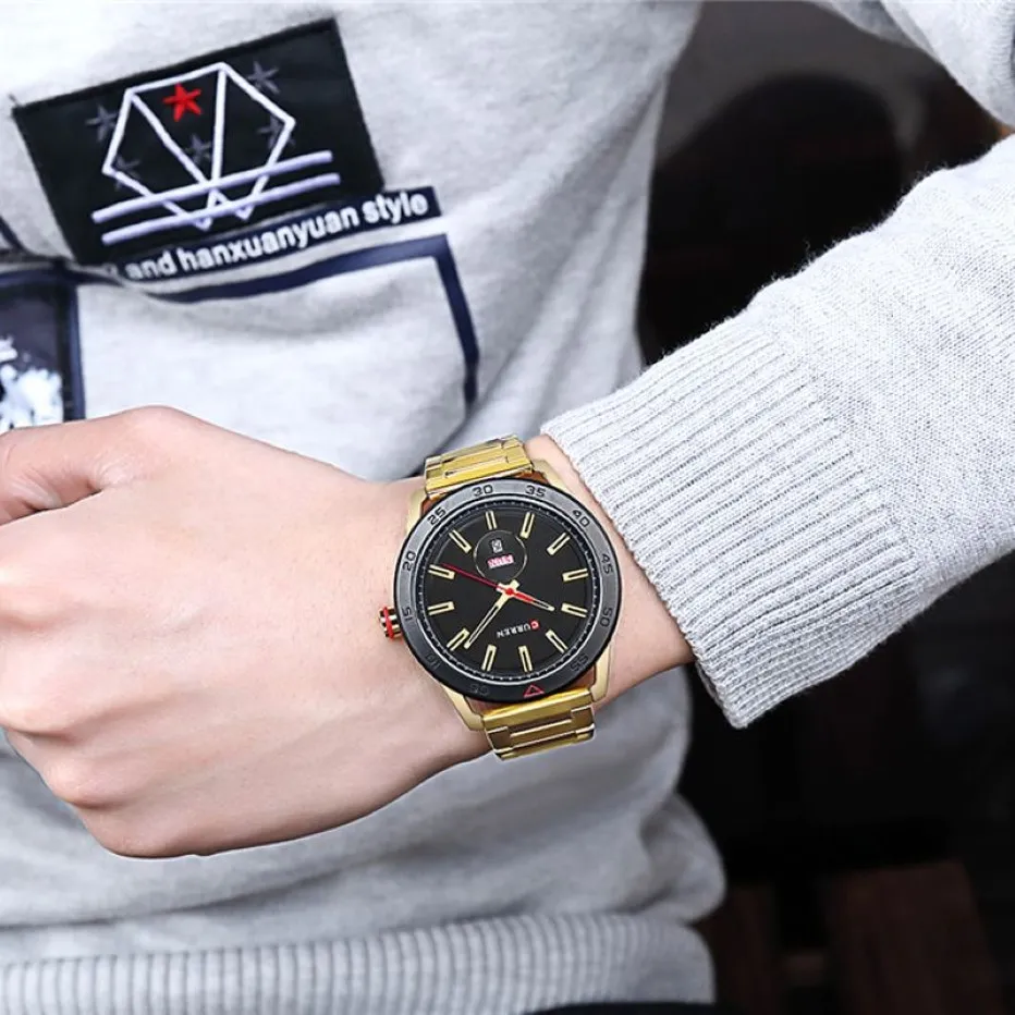 CWP 2021 CURREN Montres pour hommes Style décontracté Horloge Date Montre-bracelet à quartz avec design classique en acier inoxydable Cadran rond 44 mm2751