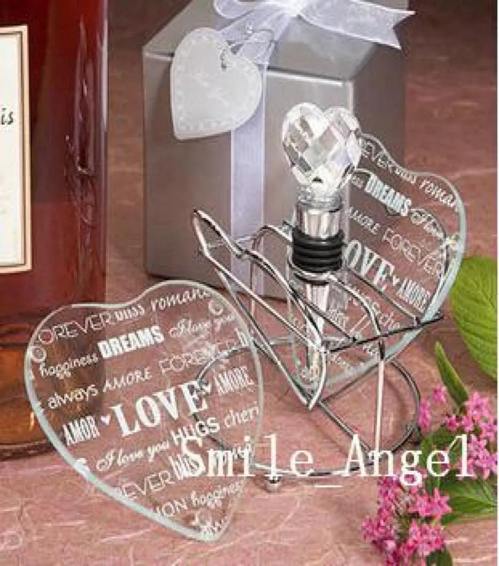 Glass Coasters in Transprent Heart Love Letters Design 2019 New Wedding Gifts Glass Cup mat 2pcs in one package wedding souvenir P8720024