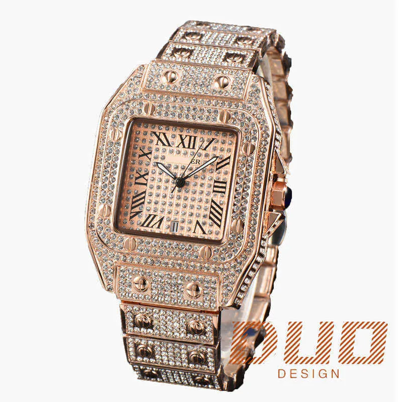 Håll Real Pass Diamond Test Moissanite Watch Full Diamond Iced Out Designer Classic Hip Hop Watch Luxury Jewely Watch Sapphire Mirror High Quality Original med Box