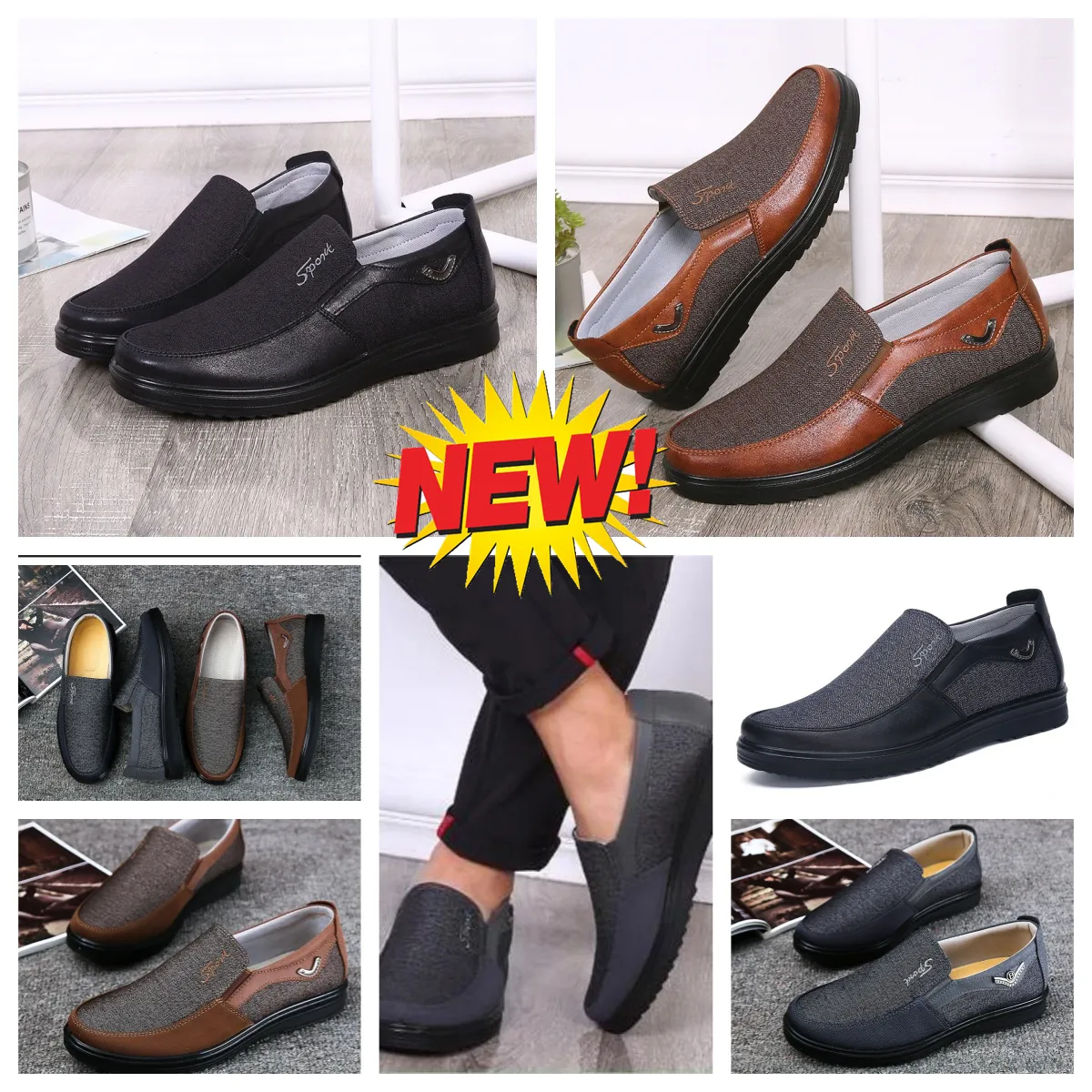 Buty swobodne gai men czarny brązowe punkty butów palec bankiety partii kombinezon biznesowych projektanci Minimalistyczne oddychanie buty rozmiar 38-50 EUR