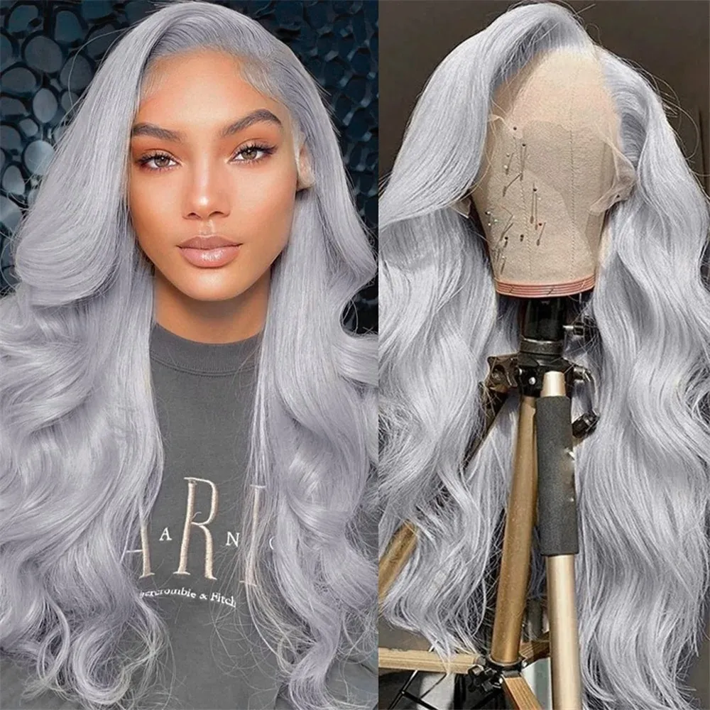 Silver Grey Body Wave Lace Front Human Hair Wigs For Women 28 30 Inch Brazilian Remy Colored Hair 13x6 13x4 Lace Frontal Wig From Ccjj99 16.32 DHgate.Com