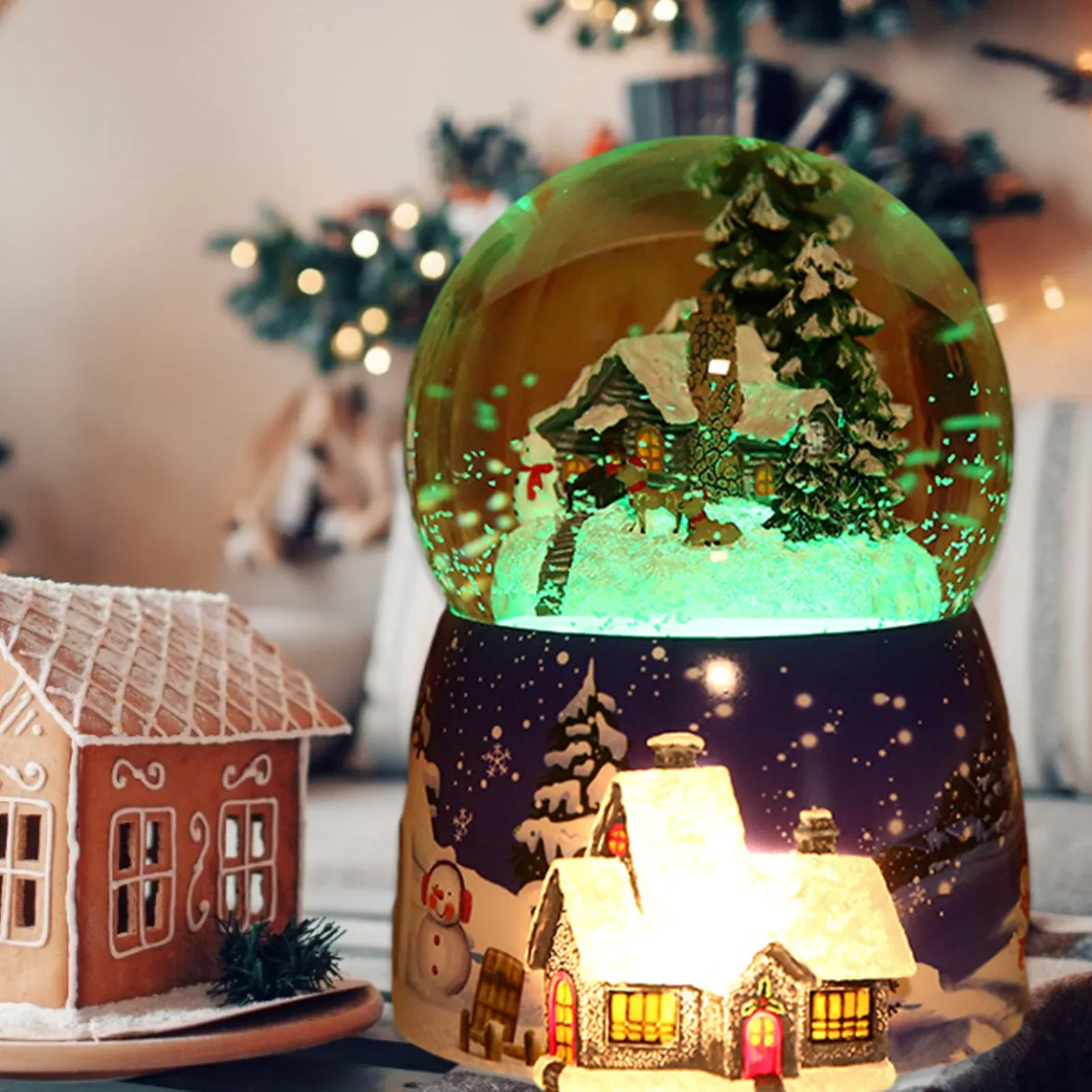 Boxes Christmas Crystal Ball Music Box Luminous Rotating LED Light Girl Child Gift For Birthday Moon Crystal Snowing Lights