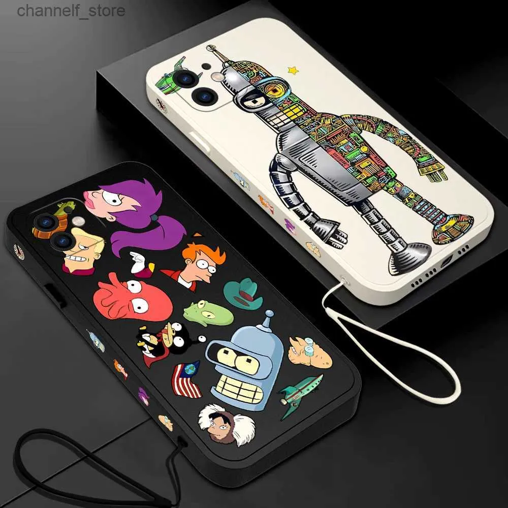 Étuis de téléphone portable Drôle Futuramas Robot Bender Étui de téléphone pour Samsung Galaxy S24 S23 S22 S21 S20 Ultra Plus FE S10 4G S9 Note 20 10 9 Plus LanyardY240325