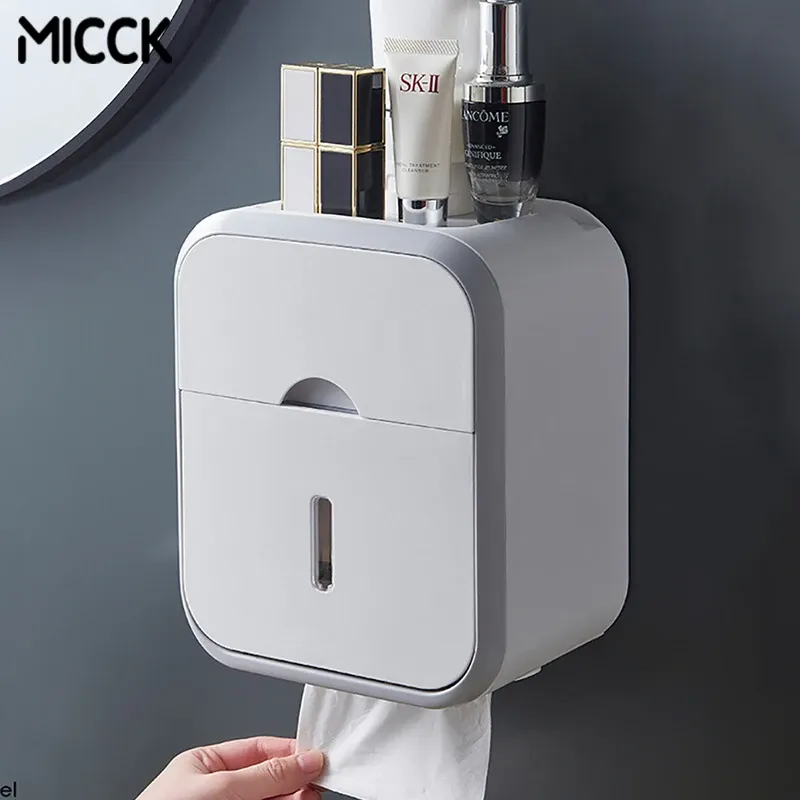 Supports MICCK porte-mouchoirs double couche | Porte-papier étanche, organisateur de salle de bains, étagère de rangement pour papier toilette, accessoires de toilette