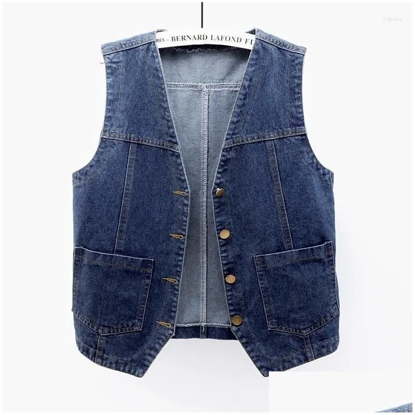 Damesvesten Dames Bijpassend Denim Vest Zonder Mouw Koreaanse Mode Zomer Mouwloos Cropped Korte Bomberjassen Jean Jas Drop Del Ot435