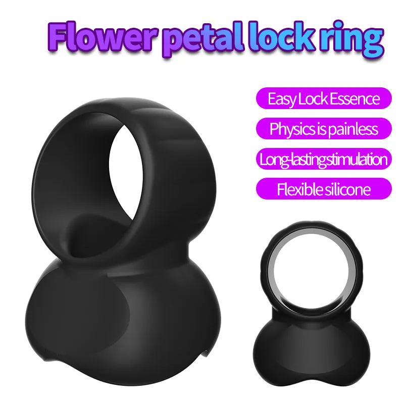 Locking Silicone Cock Cage Penis Ring Delay Ejaculation Lasting Erection Scrotum Testis Restraint Adult Games Sex Toys For Men