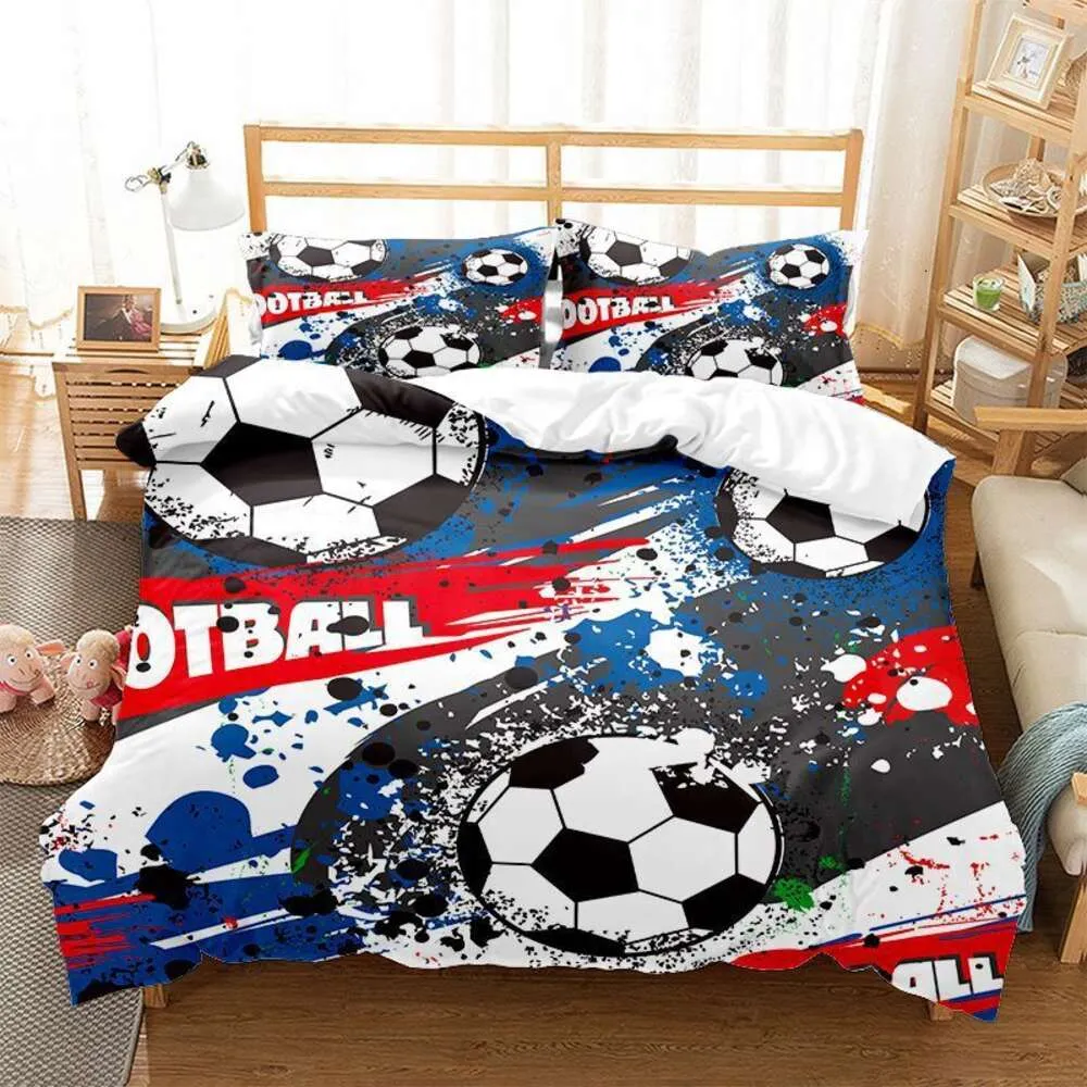 Jongensbeddengoedset Microfiber Voetbaldekbed voor kinderen Meisjes Tieners Sportthema Dekbed Hip Hop Graffiti Dekbedovertrek