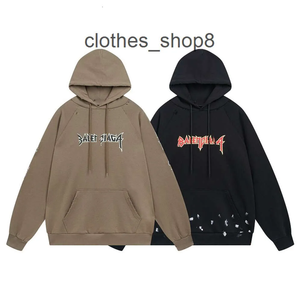 Hoodies Men Hoodie Balencigs Mens Sweater Sweatshirt Paris Sweater 24SS الخريف/الشتاء الجديد B عائلة الحصرية فرقة موسيقى الروك يدوية K113