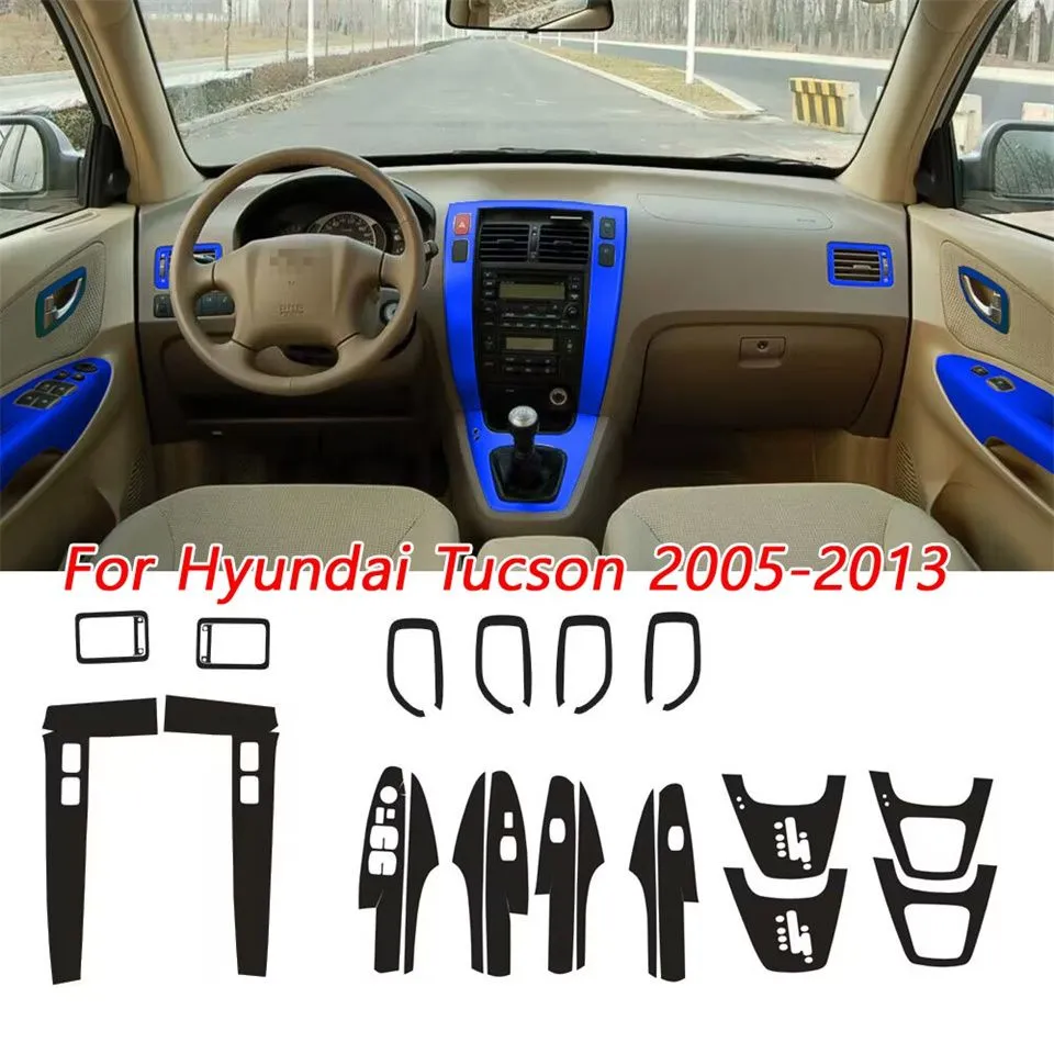Zubehör Hyundai Bedienfeldaufkleber Autoinnenraum 2005–2013 Türgriff 5D Kohlefaser Tucson Zentralabziehbilder für Styling Eomgf