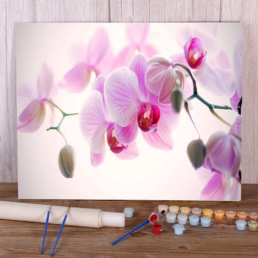 Numero Flower Orchid Paint by Number Set Paints Acrilic 40*50 per numeri foto loft muro disegno per bambini