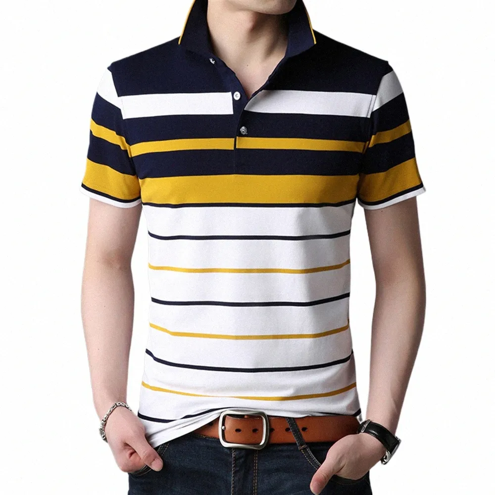 men's classic striped Polo shirt 2023 summer plus oversized S-xxxxxl 46GJ#