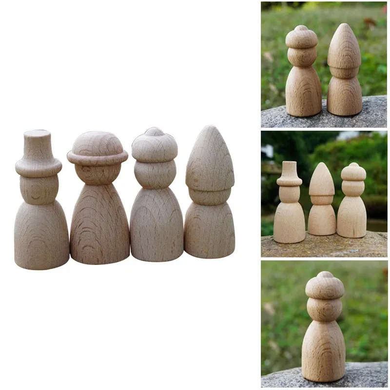 Crafts 20pc Wooden Peg Doll Beech Unfinished Wood Shapes Morden Craft Wood Loose Parts DIY Accessories for Home Decoration