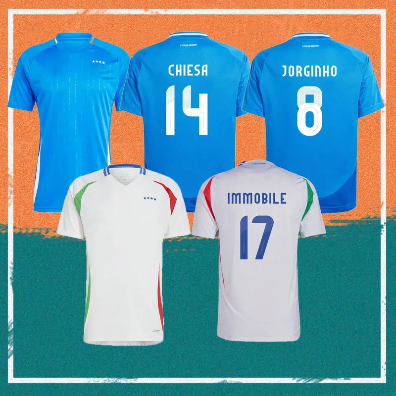 23/24 Italia Chiesa Soccer Jerseys 2023 Италия Белотти Верратти Барелла Пеллегрини Рубашка Имбинг Имбил Лоренцо Заниоло Джорджинхо детский комплект Футбольная форма