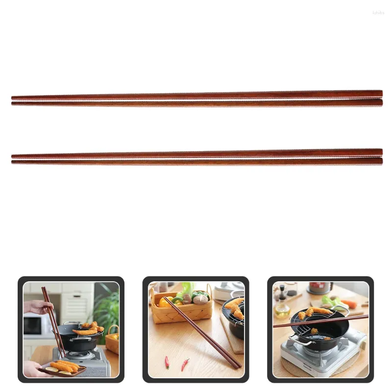 Almacenamiento de cocina 2 pares de palillos largos olla de madera de cocina reutilizable sándalo rojo chino japonés