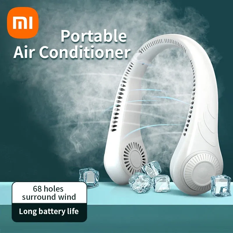 Fans Xiaomi Portable Neck Fan 4000w Rechargeable Usb Leafless Air Conditioner Bladeless Fans Hanging Neck Cooler for Outdoor