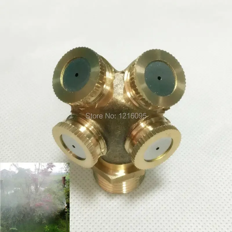 Sprinklers Pack Of 5pcs 1/2" 1/4" 4 Holes Adjustable Brass Spray Misting Nozzles Garden Lawn Yard Roofs Cooling Watering Nozzles