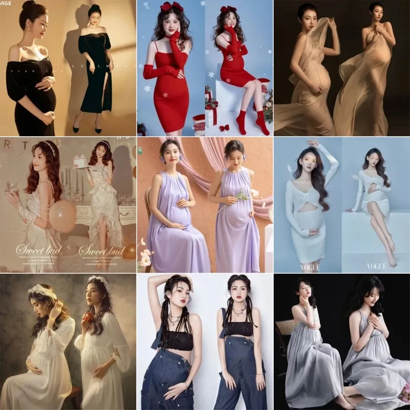 Robes Dvotinst femmes photographie accessoires robe de maternité grossesse tricoté élégant robes robes Studio tir Photoshoot vêtements