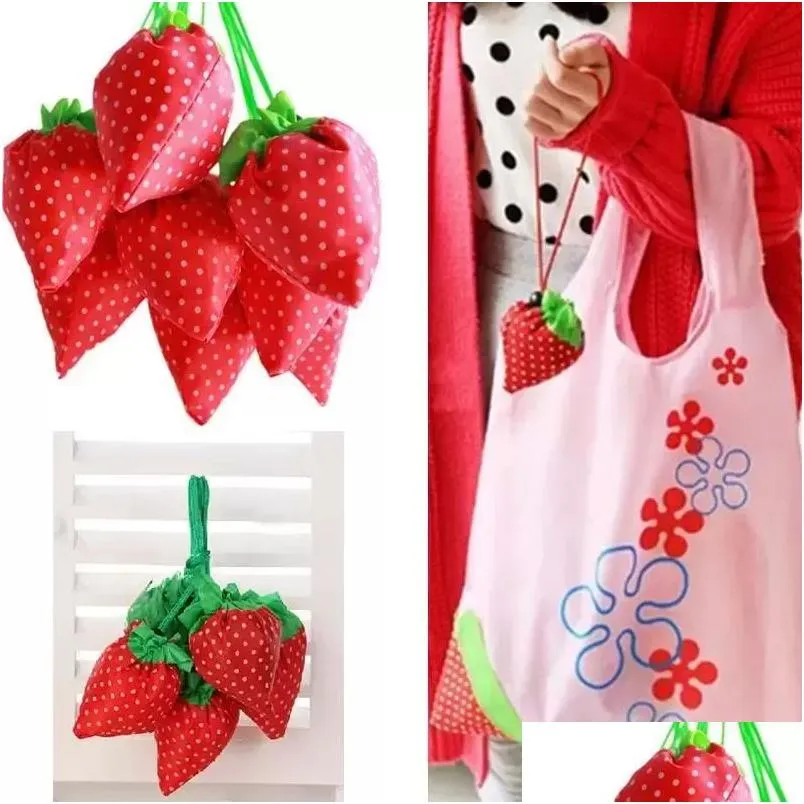 Storage Bags Ups Stberry Shape Handbag Grapes Pineapple Foldable Shop Reusable Folding Grocery Nylon Large Bag 13 Colors Drop Delivery Dhuxv