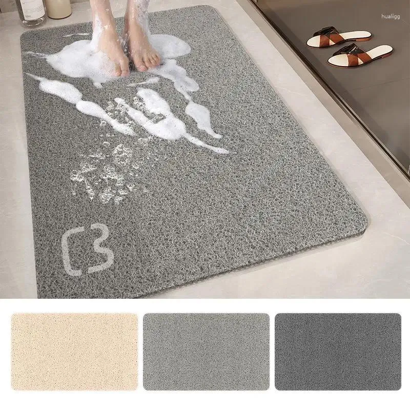 Carpets Non-slip Bathroom Mat PVC Drain Bath Rug Foot Pad Toilet Floor Shower Room Entrance Doormats Carpet