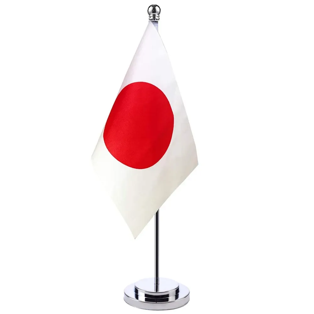 Zubehör, 14 x 21 cm, für Büro, Schreibtisch, kleines Japan-Landbanner, Tagungsraum, Besprechungsraum, Tisch, stehende Stange, Japan-Flagge