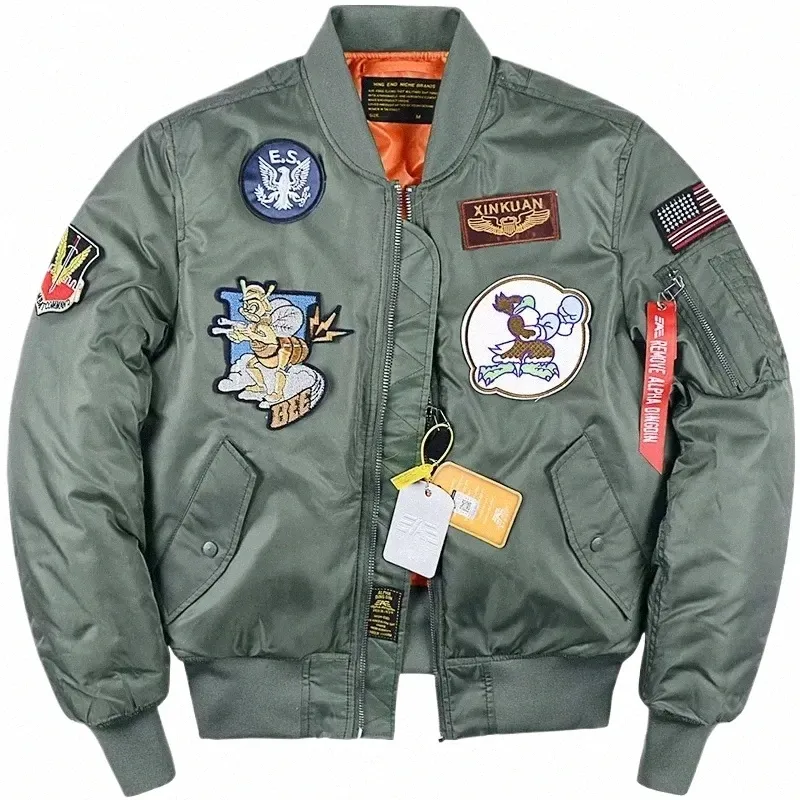 Vintermän förtjockad Flight Pilot Jacket MA1 Aviator Baseball Air Force Jackets Taktiska aerautiska last Armé Windproof Coat H7WR#