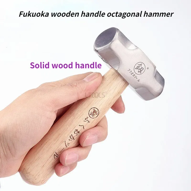 Hamer Fukuoka Mini Hamer FO6028B Massief Houten Korte Steel Achthoekige Hamer 1LB Koolstofstaal Kleine Hamer Handmatige Hardware Tool