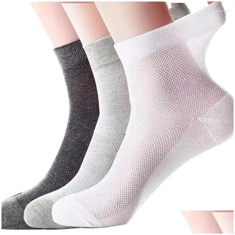 Mens Socks 10 Pair Summer Thin Mesh Dress Breathable High Quality Casual Cotton Solid Color Business Men Drop Delivery Apparel Underwe Otpmc