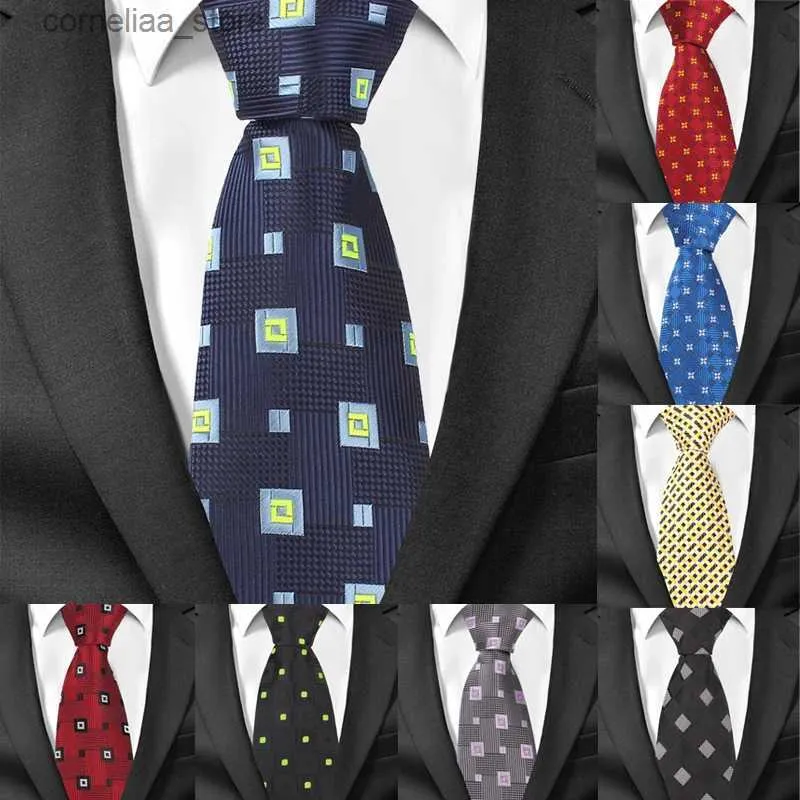 Gravatas de pescoço Gravatas de seda masculinas novas gravatas de negócios ic gravata para homens xadrez casual 8 cm de largura gravata de pescoço masculina para gravatas de casamento gravatas de noivo Y240325