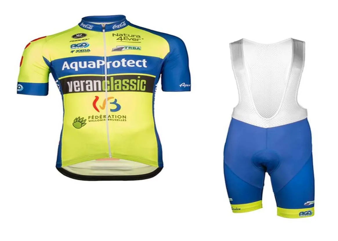 Aqua Protect Veranclassic team Велосипедный спорт с короткими рукавами, трикотажные шорты с нагрудником, комплекты мужская одежда Велосипедная летняя быстросохнущая велосипедная одежда U3917795