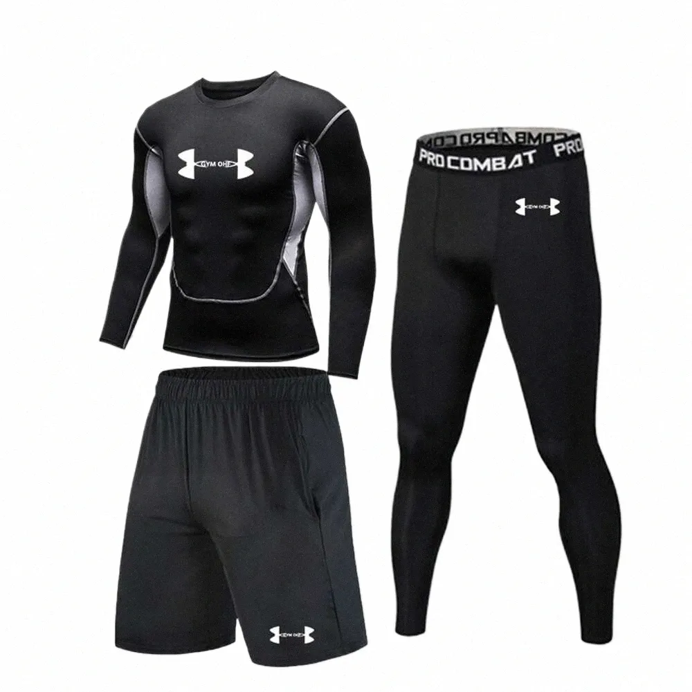 Män compri set Running Tights Workout Fitn Training Tracksuit LG ärmar Skjortor Sport Suit MMA RGARD BOXING JERSEYS U1TP#