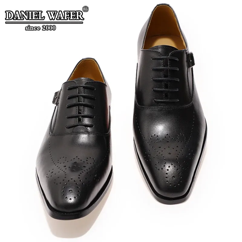 Chaussures italien chaussures hommes sangle en cuir bureau des chaussures noires à lacets lacets en plein air